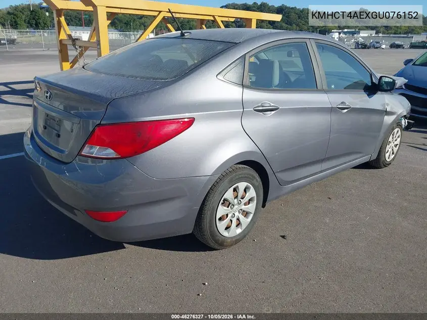 2016 HYUNDAI ACCENT VIN KMHCT4AEXGU076152 — фото 4