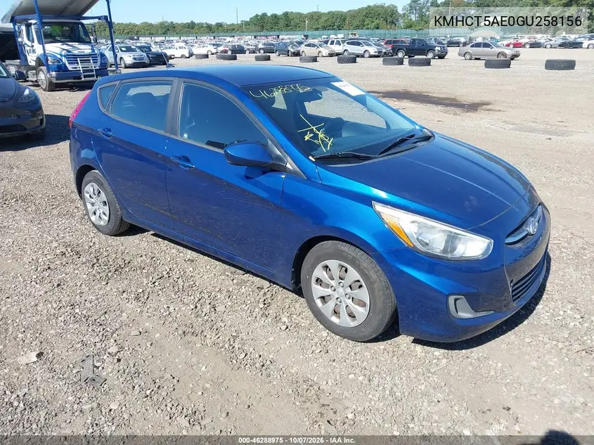 HYUNDAI ACCENT 2016, VIN KMHCT5AE0GU258156