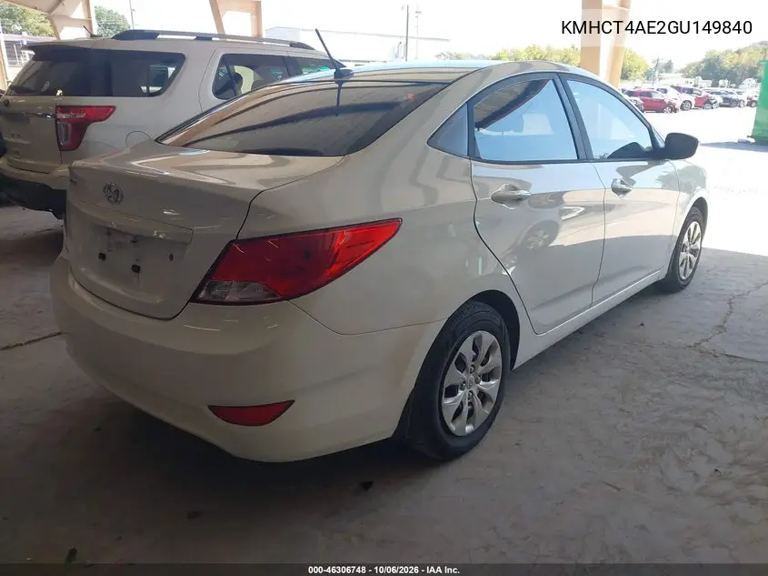 2016 HYUNDAI ACCENT VIN KMHCT4AE2GU149840 — фото 4
