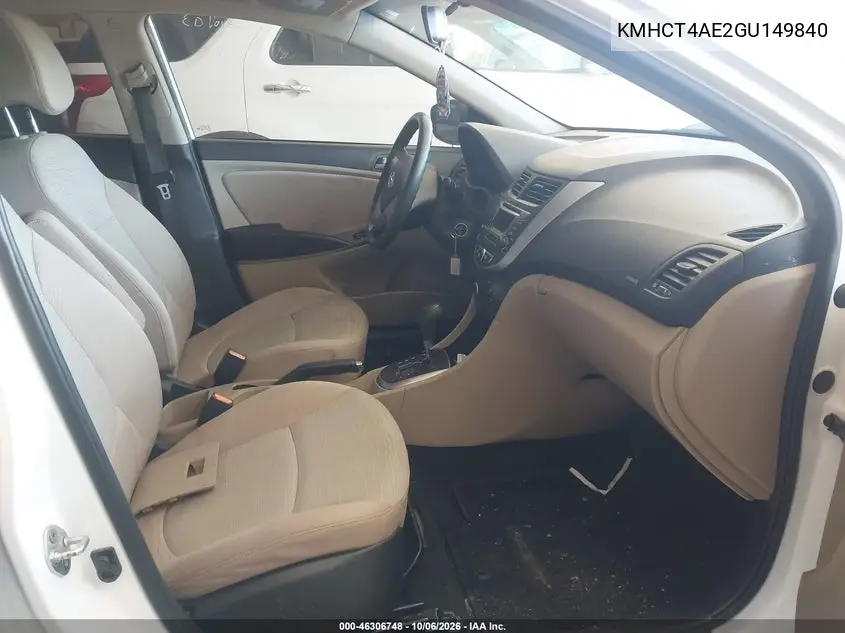2016 HYUNDAI ACCENT VIN KMHCT4AE2GU149840 — фото 5