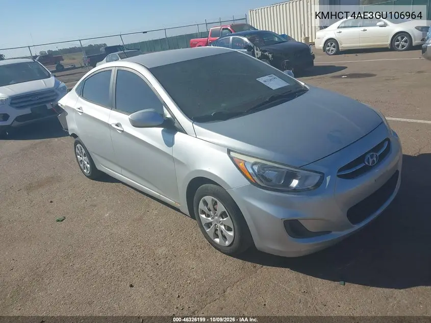 HYUNDAI ACCENT 2016, VIN KMHCT4AE3GU106964