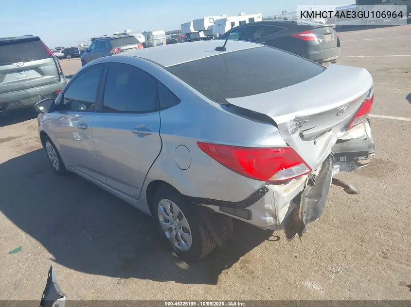 2016 HYUNDAI ACCENT VIN KMHCT4AE3GU106964 — фото 3
