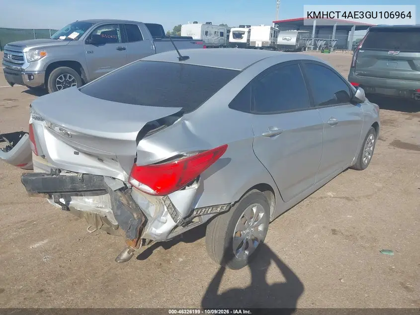 2016 HYUNDAI ACCENT VIN KMHCT4AE3GU106964 — фото 4