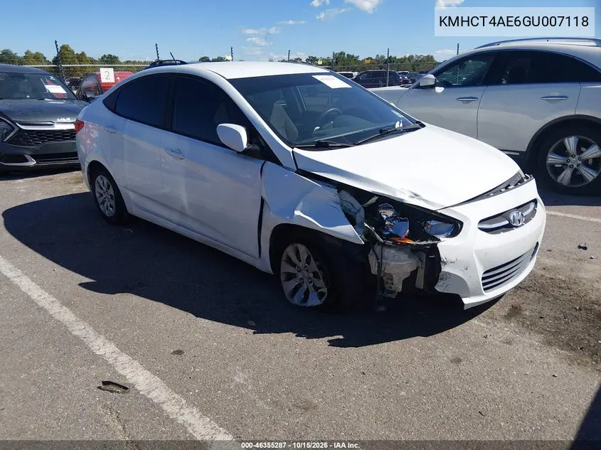 HYUNDAI ACCENT 2016, VIN KMHCT4AE6GU007118