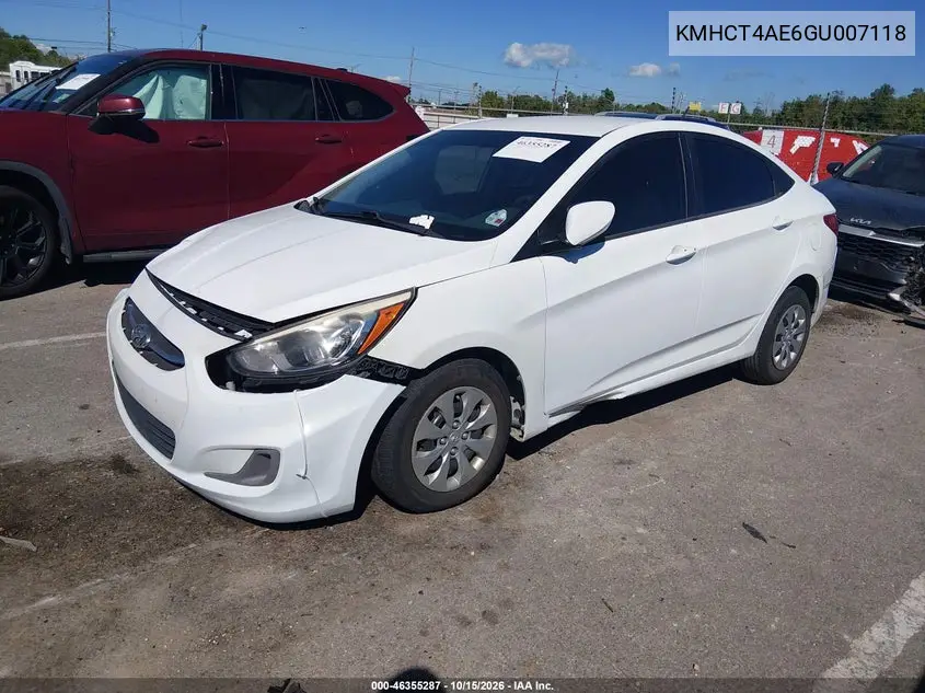 2016 HYUNDAI ACCENT VIN KMHCT4AE6GU007118 — фото 2