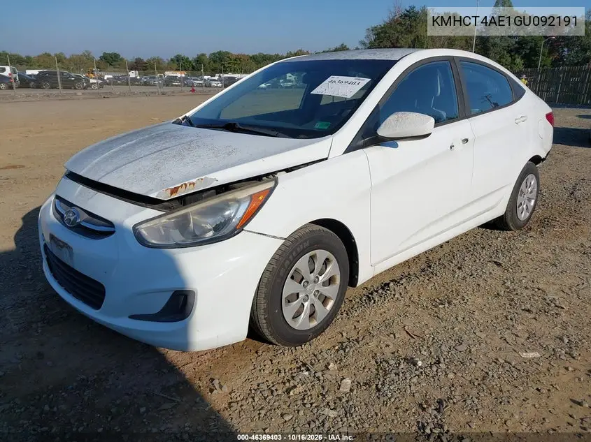 2016 HYUNDAI ACCENT VIN KMHCT4AE1GU092191 — фото 2