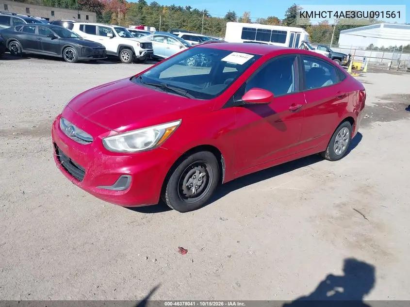 2016 HYUNDAI ACCENT VIN KMHCT4AE3GU091561 — фото 2