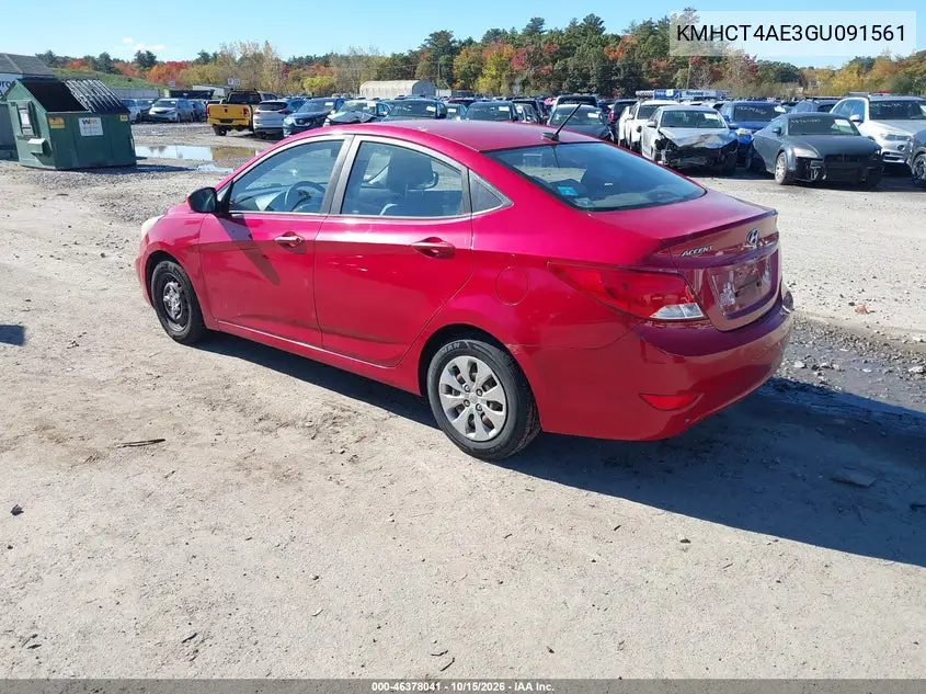 2016 HYUNDAI ACCENT VIN KMHCT4AE3GU091561 — фото 3