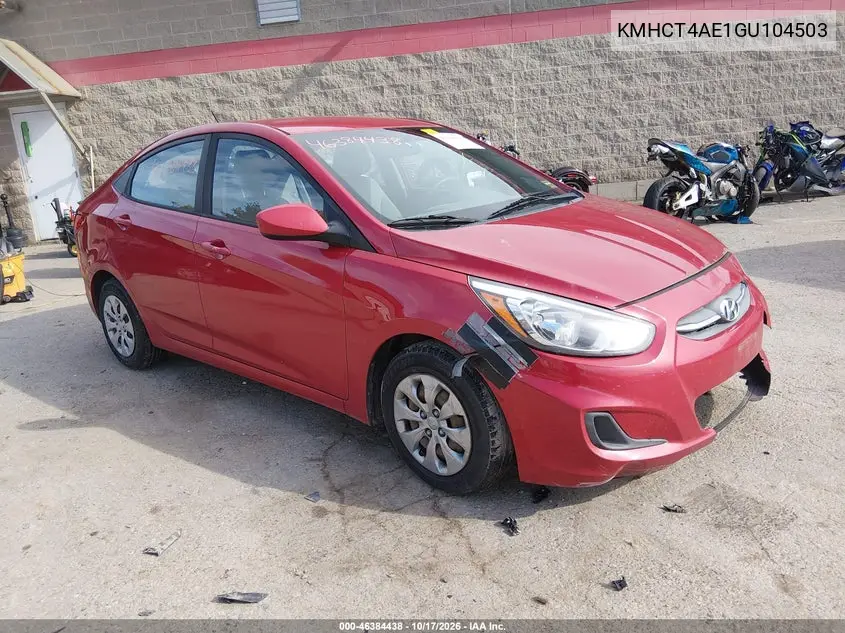 HYUNDAI ACCENT 2016, VIN KMHCT4AE1GU104503