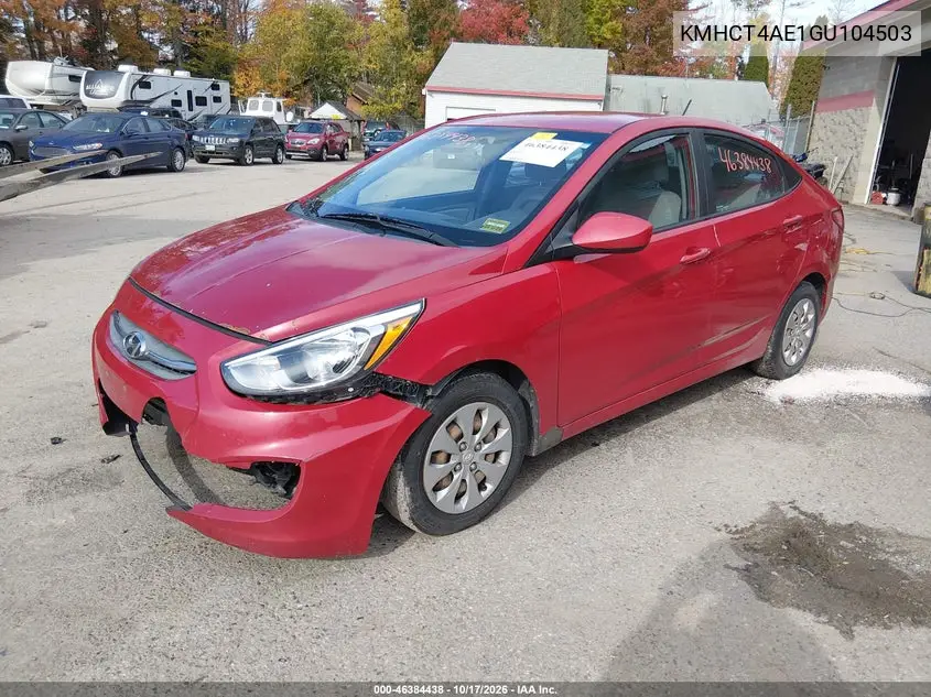 2016 HYUNDAI ACCENT VIN KMHCT4AE1GU104503 — фото 2