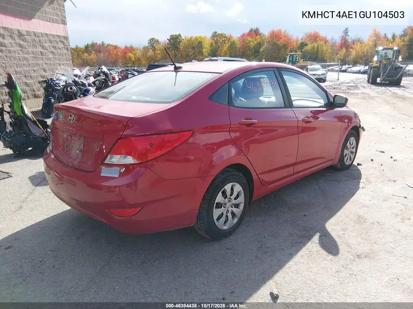 2016 HYUNDAI ACCENT VIN KMHCT4AE1GU104503 — фото 4