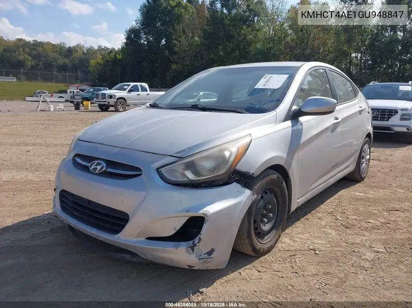2016 HYUNDAI ACCENT VIN KMHCT4AE1GU948847 — фото 2