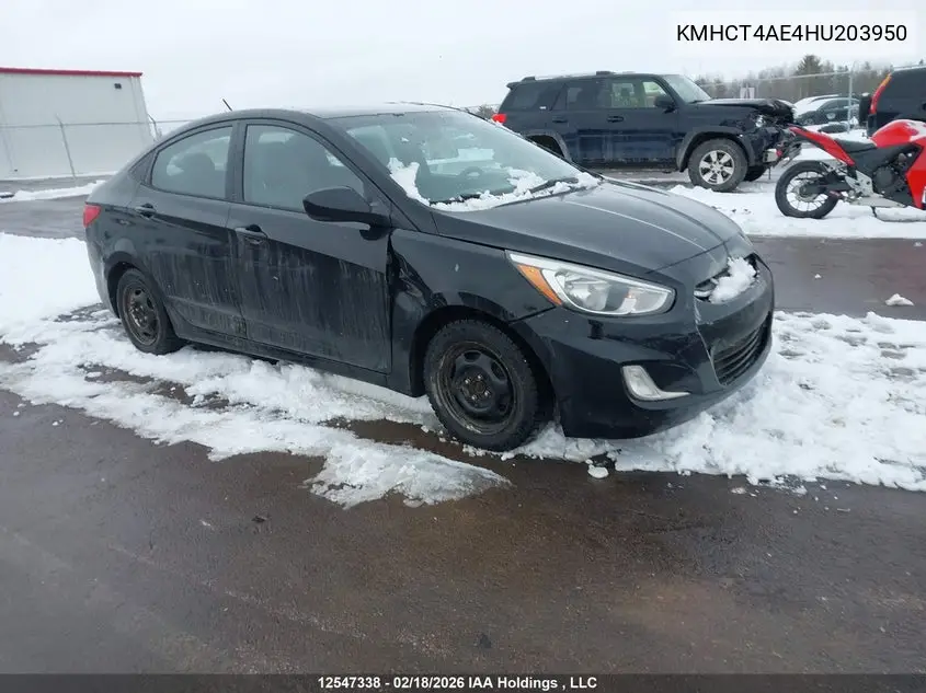 HYUNDAI ACCENT 2017, VIN KMHCT4AE4HU203950