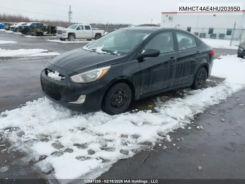 2017 HYUNDAI ACCENT VIN KMHCT4AE4HU203950 — фото 2