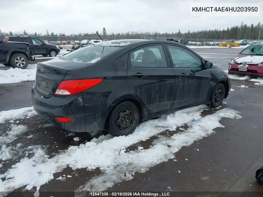 2017 HYUNDAI ACCENT VIN KMHCT4AE4HU203950 — фото 4