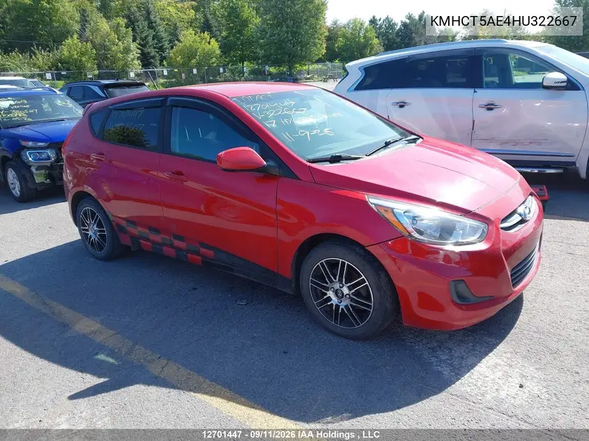 HYUNDAI ACCENT 2017, VIN KMHCT5AE4HU322667