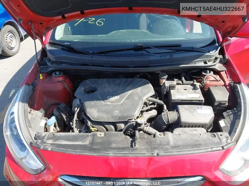 2017 HYUNDAI ACCENT VIN KMHCT5AE4HU322667 — фото 10
