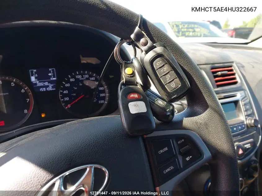 2017 HYUNDAI ACCENT VIN KMHCT5AE4HU322667 — фото 11