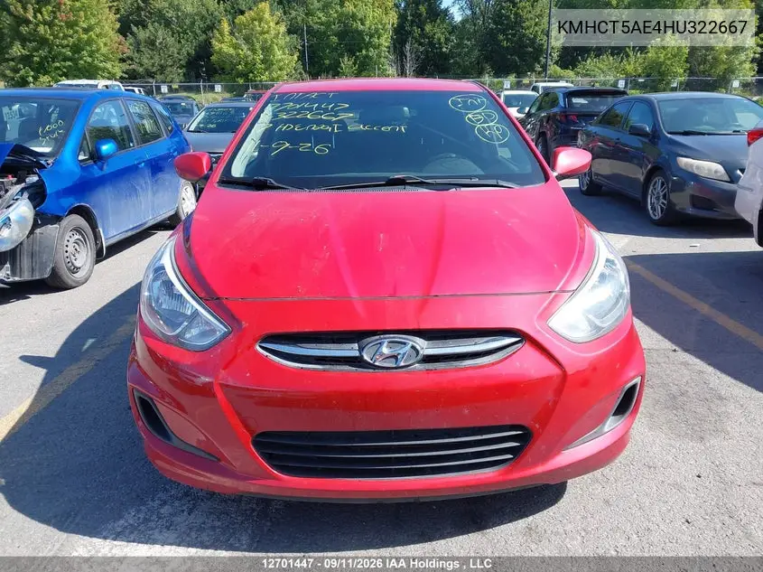 2017 HYUNDAI ACCENT VIN KMHCT5AE4HU322667 — фото 12