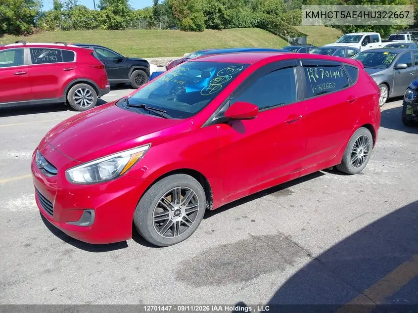 2017 HYUNDAI ACCENT VIN KMHCT5AE4HU322667 — фото 2