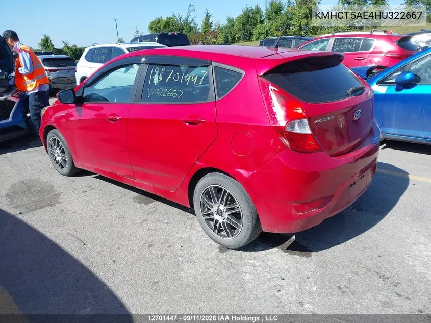 2017 HYUNDAI ACCENT VIN KMHCT5AE4HU322667 — фото 3