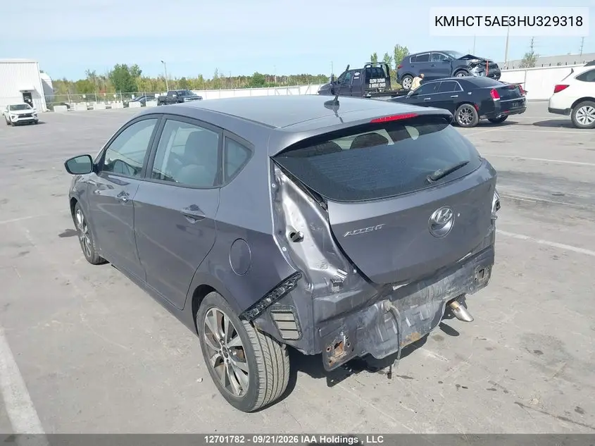 2017 HYUNDAI ACCENT VIN KMHCT5AE3HU329318 — фото 3