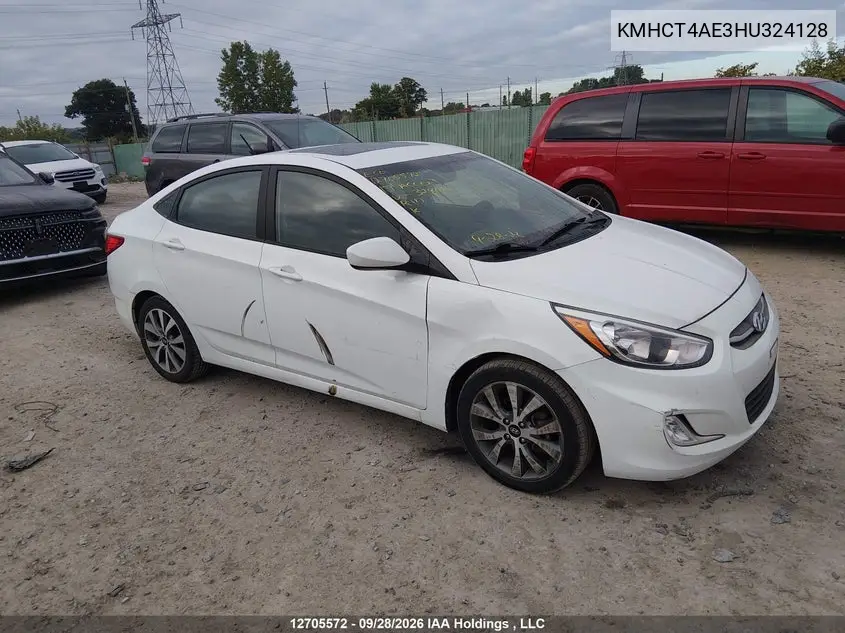HYUNDAI ACCENT 2017, VIN KMHCT4AE3HU324128