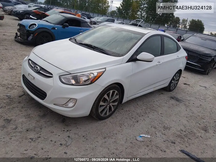 2017 HYUNDAI ACCENT VIN KMHCT4AE3HU324128 — фото 2
