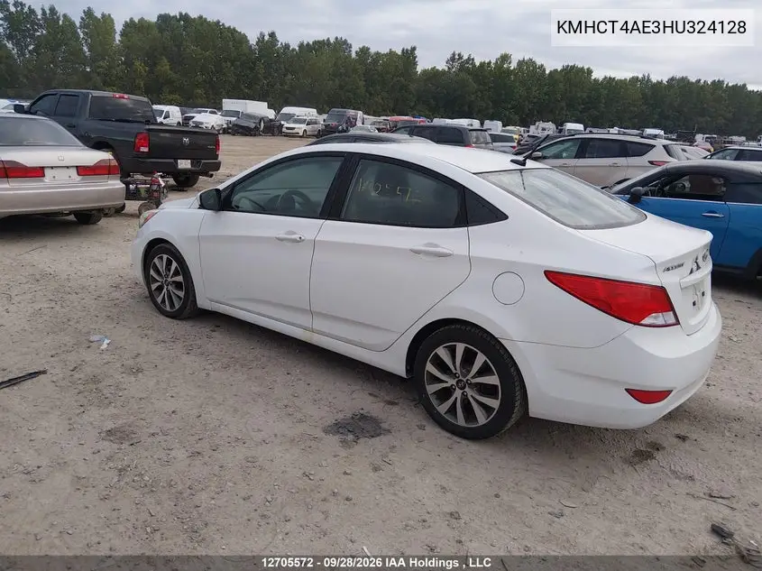 2017 HYUNDAI ACCENT VIN KMHCT4AE3HU324128 — фото 3