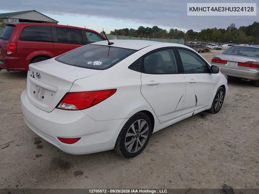 2017 HYUNDAI ACCENT VIN KMHCT4AE3HU324128 — фото 4
