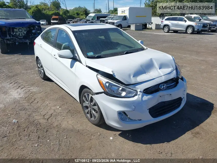 HYUNDAI ACCENT 2017, VIN KMHCT4AE7HU183984