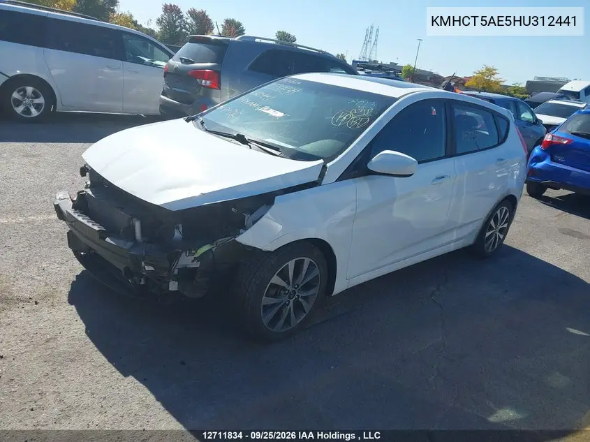 2017 HYUNDAI ACCENT VIN KMHCT5AE5HU312441 — фото 2