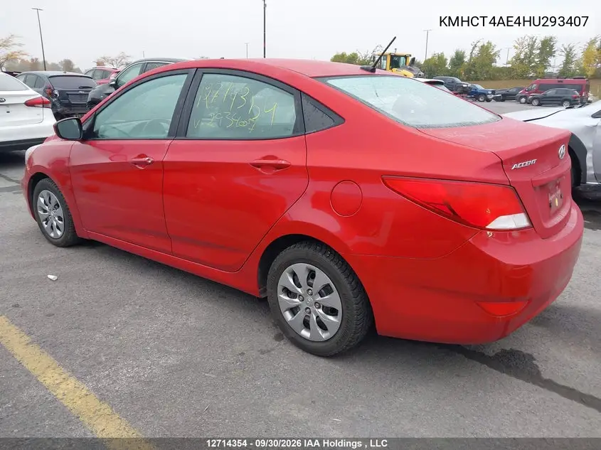 2017 HYUNDAI ACCENT VIN KMHCT4AE4HU293407 — фото 3