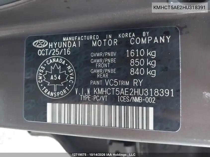 2017 HYUNDAI ACCENT VIN KMHCT5AE2HU318391 — фото 18