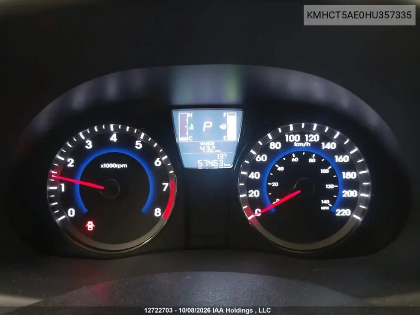 2017 HYUNDAI ACCENT VIN KMHCT5AE0HU357335 — фото 7