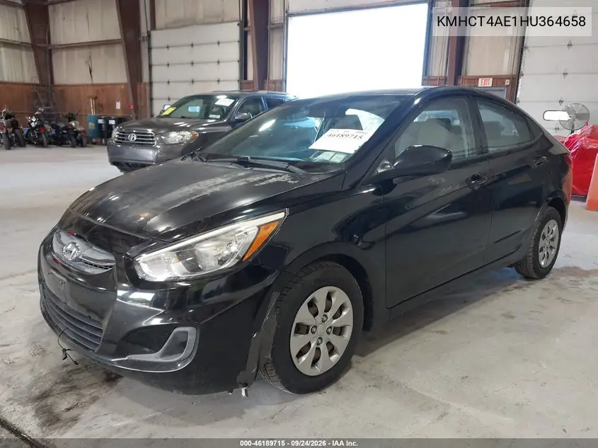 2017 HYUNDAI ACCENT VIN KMHCT4AE1HU364658 — фото 2