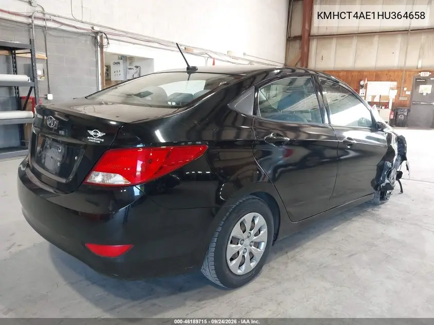 2017 HYUNDAI ACCENT VIN KMHCT4AE1HU364658 — фото 4