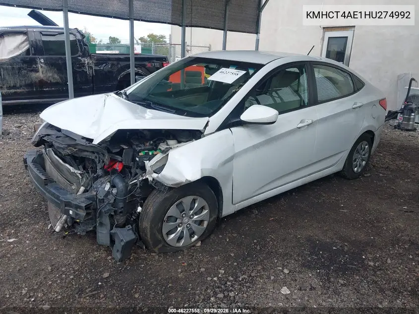 HYUNDAI ACCENT 2017, VIN KMHCT4AE1HU274992