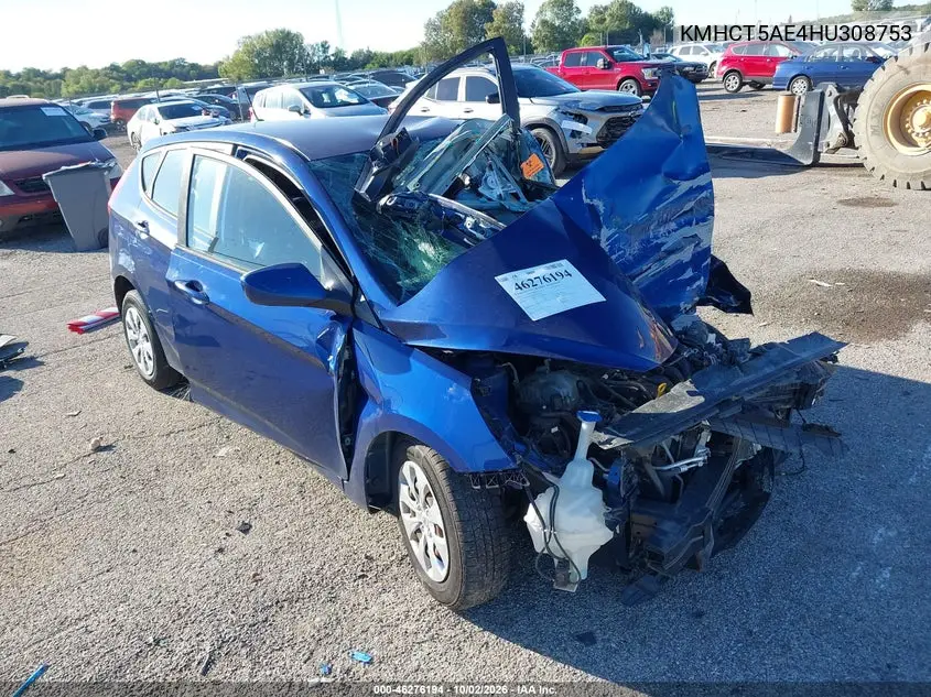 HYUNDAI ACCENT 2017, VIN KMHCT5AE4HU308753