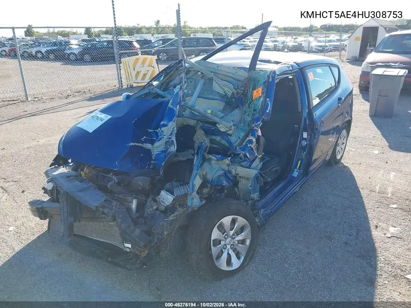 2017 HYUNDAI ACCENT VIN KMHCT5AE4HU308753 — фото 2