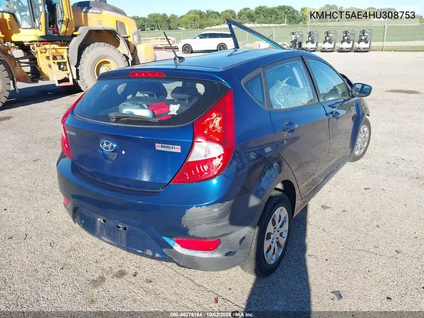 2017 HYUNDAI ACCENT VIN KMHCT5AE4HU308753 — фото 4