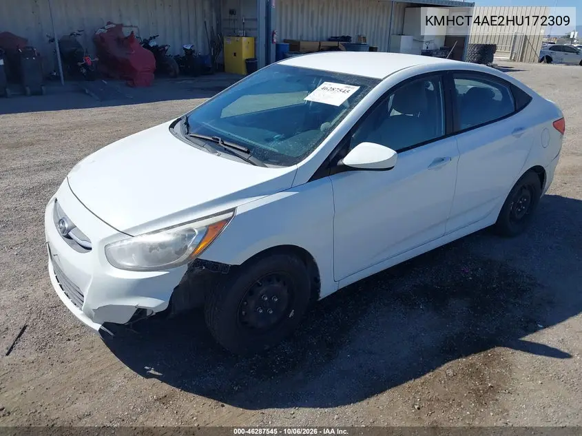 2017 HYUNDAI ACCENT VIN KMHCT4AE2HU172309 — фото 2