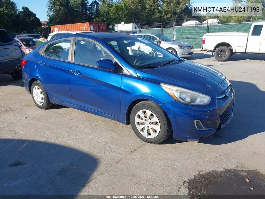 HYUNDAI ACCENT 2017, VIN KMHCT4AE4HU241193