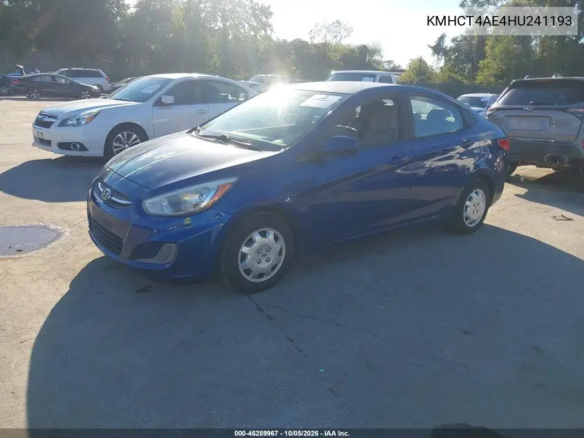 2017 HYUNDAI ACCENT VIN KMHCT4AE4HU241193 — фото 2