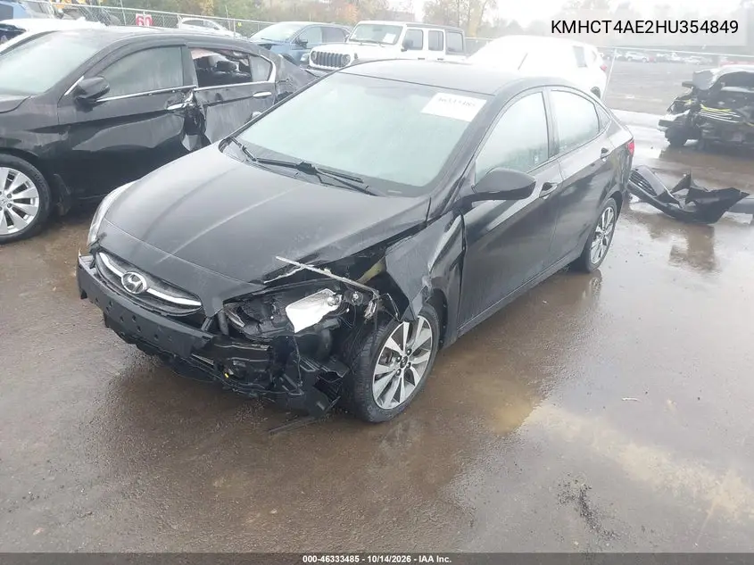 2017 HYUNDAI ACCENT VIN KMHCT4AE2HU354849 — фото 2