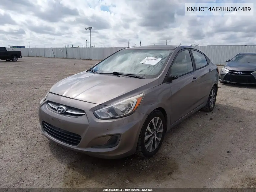2017 HYUNDAI ACCENT VIN KMHCT4AE4HU364489 — фото 2