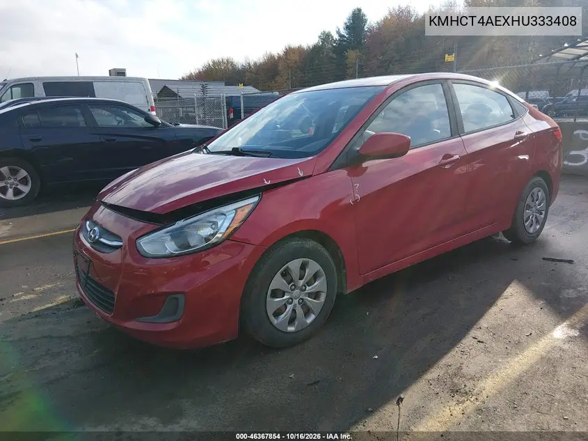 2017 HYUNDAI ACCENT VIN KMHCT4AEXHU333408 — фото 2