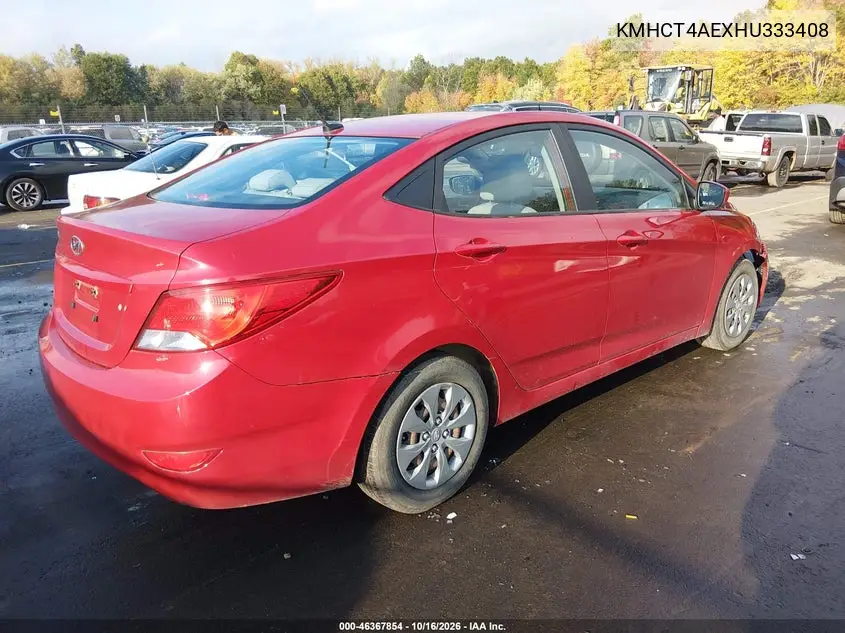 2017 HYUNDAI ACCENT VIN KMHCT4AEXHU333408 — фото 4