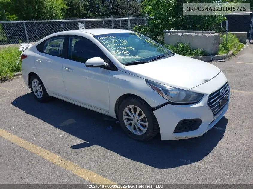 HYUNDAI ACCENT 2018, VIN 3KPC24A32JE005796
