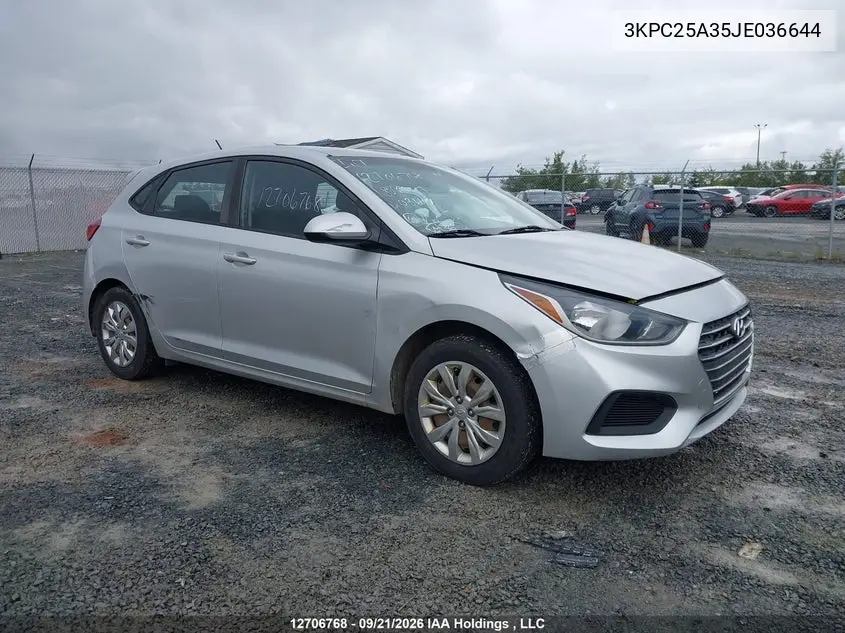 HYUNDAI ACCENT 2018, VIN 3KPC25A35JE036644